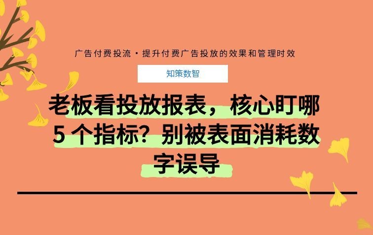 老板看投放报表，核心盯哪 5 个指标？别被表面消耗数字误导